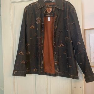 Fun size 1 Chico brown de mom jacket with embroidery and beading